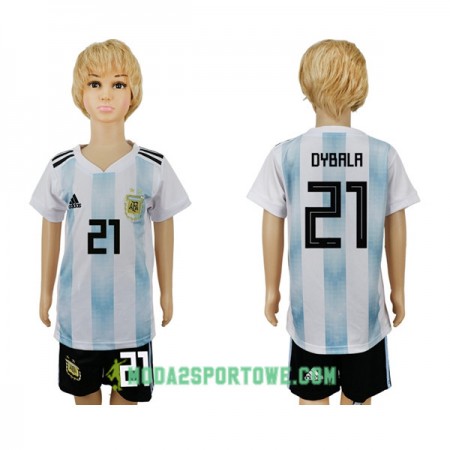 Koszulka Argentyna Dybala 21 Dziecięcy Mistrzostwa Świata 2018 Domowe Stroje Piłkarskie